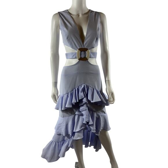 Patbo 'Melrose' Blue Polyester Cut Out Midi Dress Size 4 - Picture 2 of 4